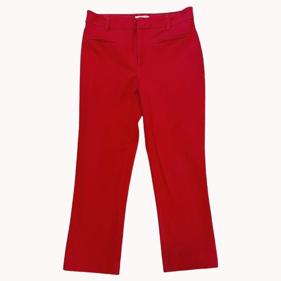 Maeve Pants - Maeve by Anthropologie Size 6 Red Kick Flare Trouser Pant Cropped Straight Leg